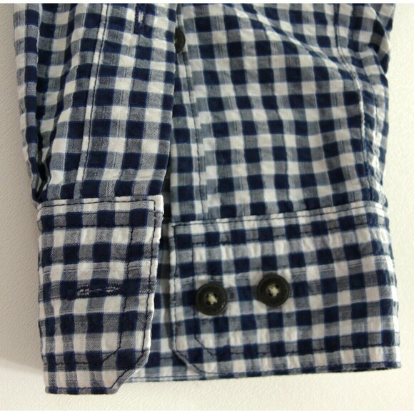 Toad & Co Seersucker Blue Check Insect Shield Long Sleeve Outdoors men LARGE - Picture 7 of 9